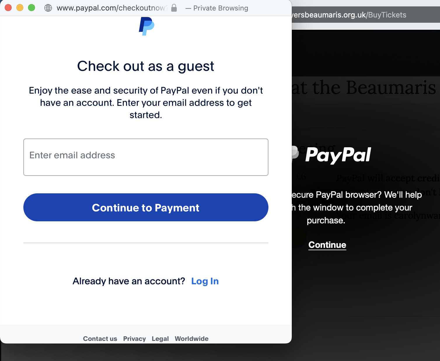 Checkout as Guest Example